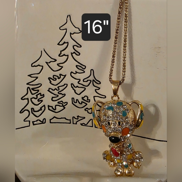BETSY JOHNSON Gold Tone and Multicolor Dog Pendant Necklace - Picture 1 of 1